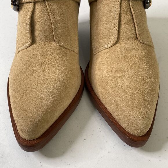 Vince Camuto New Ashena Western Leather Suede Boot Buckle Detail Pointed Toe - Picture 6 of 15